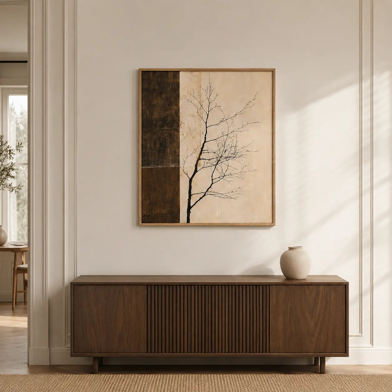 Minimal Abstract Tree Wall Art Split Panel Design