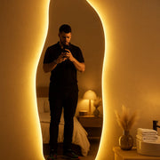 Abstract Wavy Full-Length LED Wall-Mounted Mirror – Modern Minimalist Design