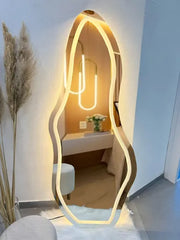 Abstract Irregular Full-Length LED Standing Mirror – Artistic Modern Design