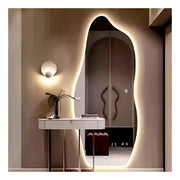 Abstract Wavy Full-Length LED Wall-Mounted Mirror – Modern Minimalist Design