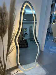 Abstract Irregular Full-Length LED Standing Mirror – Artistic Modern Design