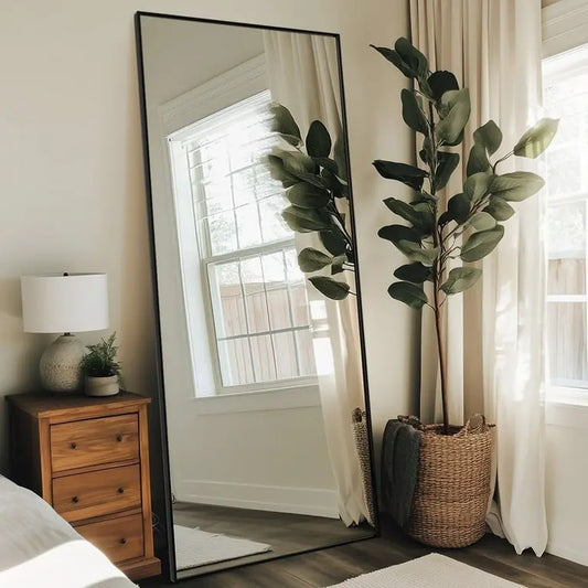 Full-length mirror with sleek frame for modern bedroom and living room décor