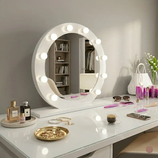 Round Dressing Table Mirror with Lights – Modern Vanity Mirror