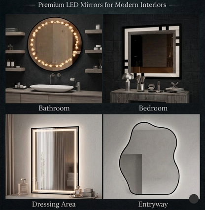 Modern Freeform Mirror with Warm LED Border for Luxury Bathrooms