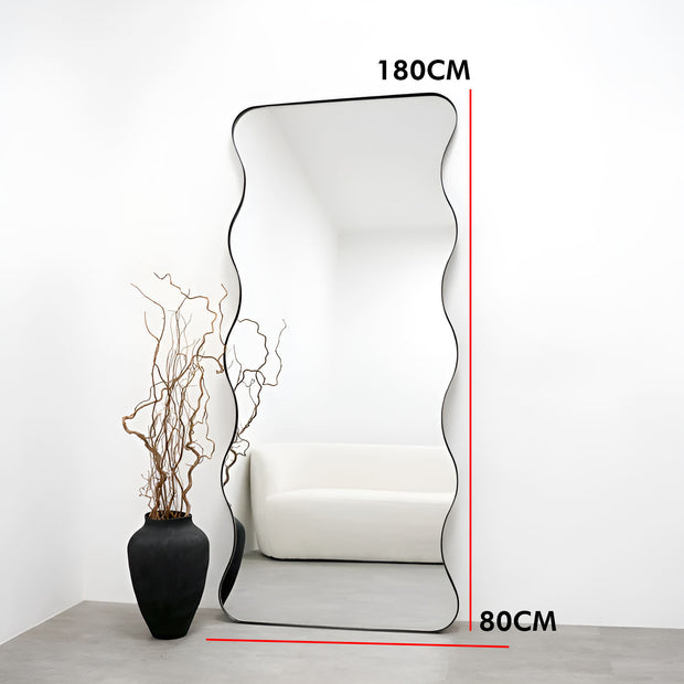 Modern Wavy Full-Length Standing Mirror – Abstract Minimalist Design