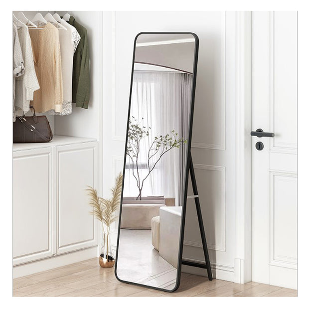 Modern Rectangle Full-Length Standing Mirror – Minimalist Black Frame