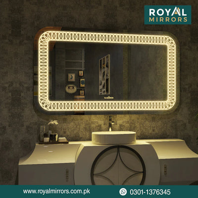 LED Bathroom Rectangle Mirror – Wall Mounted Vanity Mirror with Front & Backlight, Dimmable Touch, Anti-Fog (Optional), Multi-Light Color Modes for Makeup, Shaving & Home Decor