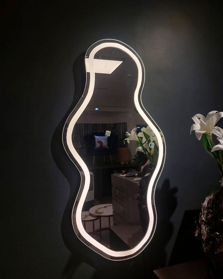 LED mirror with light for modern bedroom and living room decor