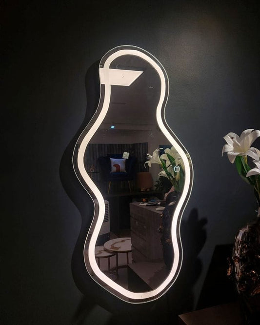 LED mirror with light for modern bedroom and living room decor