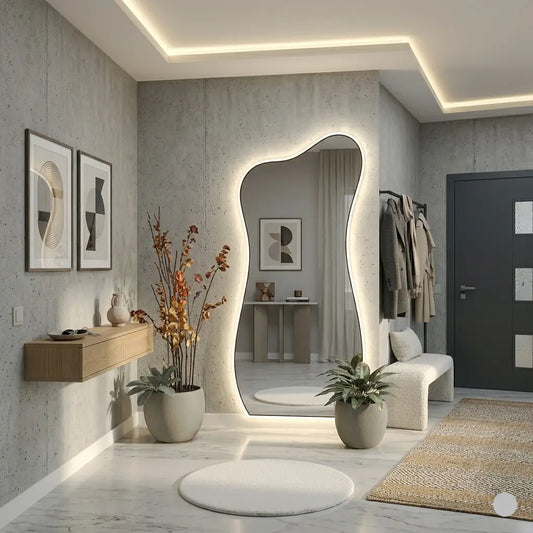 Long mirror for room with sleek frame for modern bedroom and living room decor