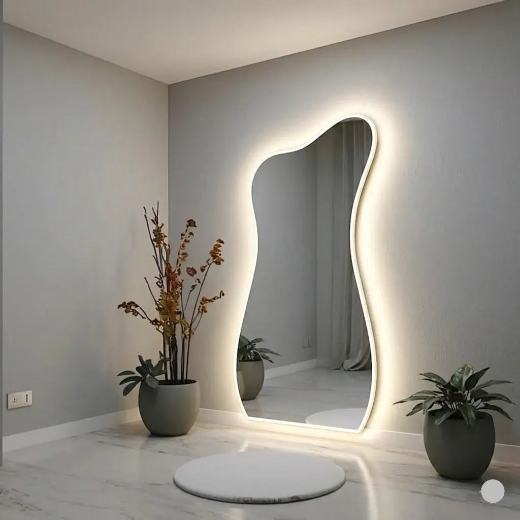 Long mirror for room with sleek frame for modern bedroom and living room decor