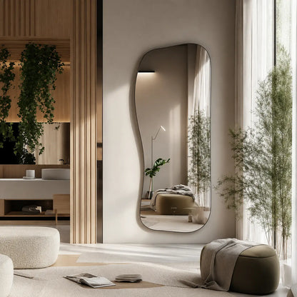 Modern mirror on wall with black frame for contemporary living roomr on wall with sleek frame for modern bedroom and living room décor