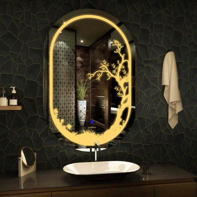 Smart LED Bathroom Mirror – 0val Wall-Mounted Vanity Mirror with Front , Dimmable Touch Control, Anti-Fog (Optional), and Multi-Light Modes for Makeup, Shaving & Home Decor