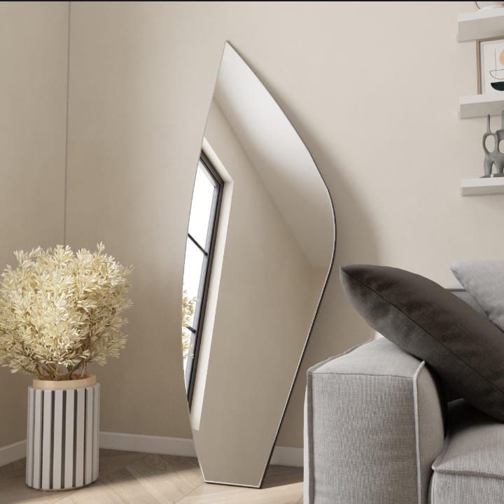 Sleek standing mirror with minimalist frame for modern living room and bedroom decor