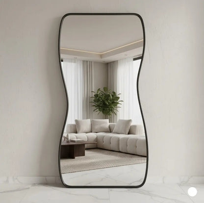 Standing mirror designs  Modern floor mirror with black frame 
