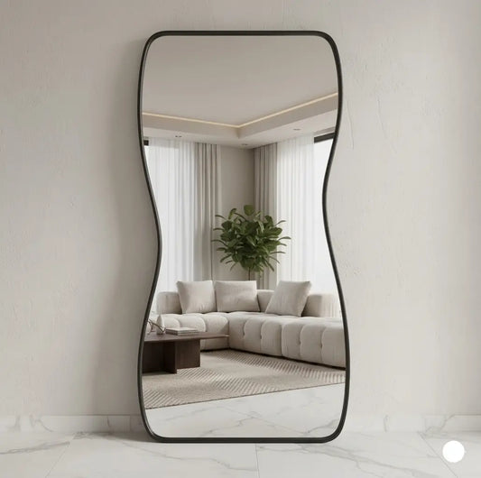 Standing mirror designs  Modern floor mirror with black frame 
