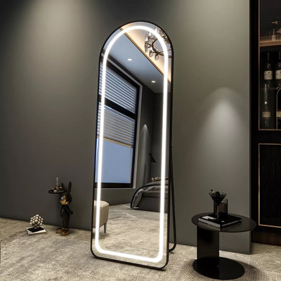 Decorsz™ Luxury Arched Full-Length LED Mirror – Modern Touch Sensor & Dimmable Lighting
