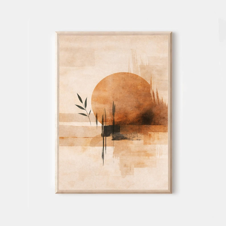 Warm Abstract Wall Art for Living Room