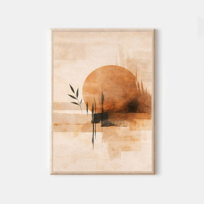 Warm Abstract Wall Art for Living Room