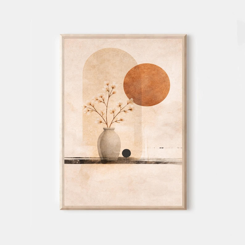 Warm Abstract Wall Art for Living Room