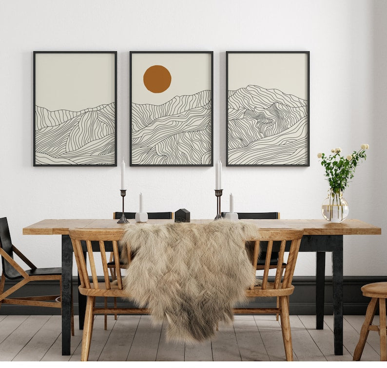 Minimal Mountain Wall Art Decor for Office Interiors