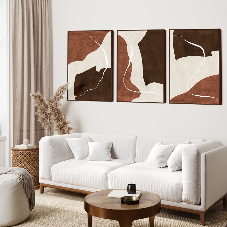 Brown Abstract Wall Art for Dining Room