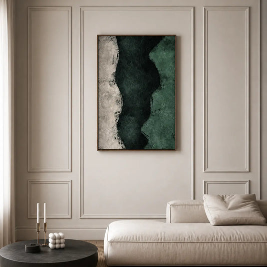 Abstract Expressionism Wall Art featuring a bold two-tone textured abstract design, premium canvas paintings for modern living room decoration and contemporary interiors.