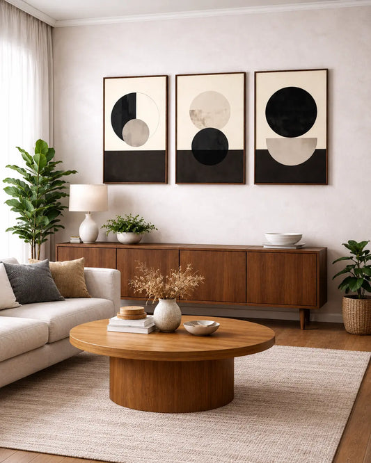 Black and White Wall Art Set of 3 | Abstract Wall Frames