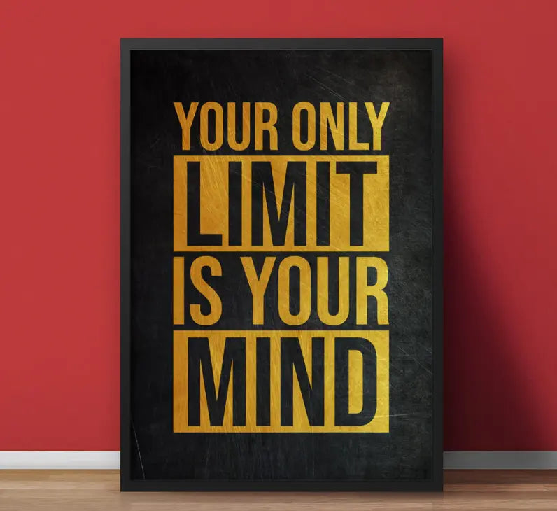 black and gold motivational wall with frames quote decor for office and modern interior