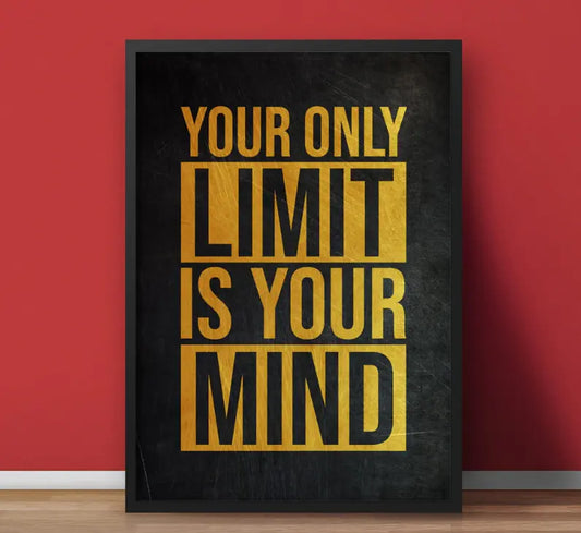 black and gold motivational wall with frames quote decor for office and modern interior
