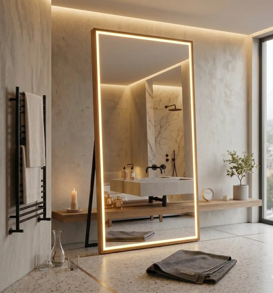 Modern full length Standingmirror in luxury bedroom interior