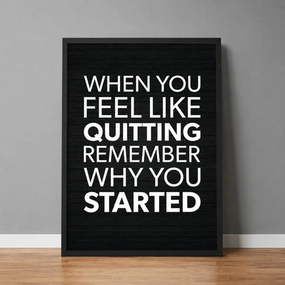 Black and white inspirational wall art featuring a motivational quote designed for office, study and modern workspace decor.