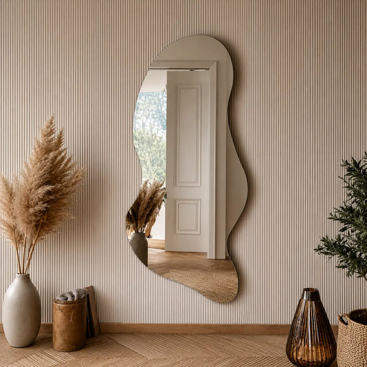 Abstract wall mirror design for contemporary home decor in Pakistan