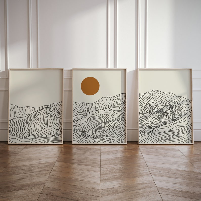 minimal mountain wall art frames for office interior decor