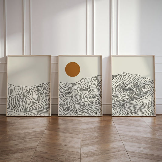 minimal mountain wall art frames for office interior decor