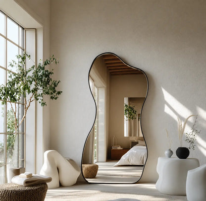 Modern irregular wall mirror design for luxury living room decor