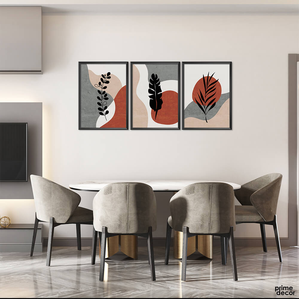 modern botanical wall art set neutral dining room framed prints