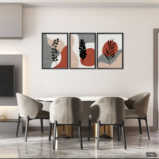 modern botanical wall art set neutral dining room framed prints