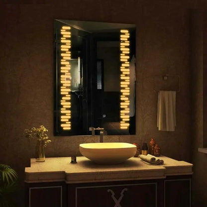 modern vanity mirror with lights and vertical led side illumination