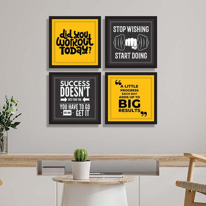 motivational frames black and yellow quote wall decor for living room office and gym