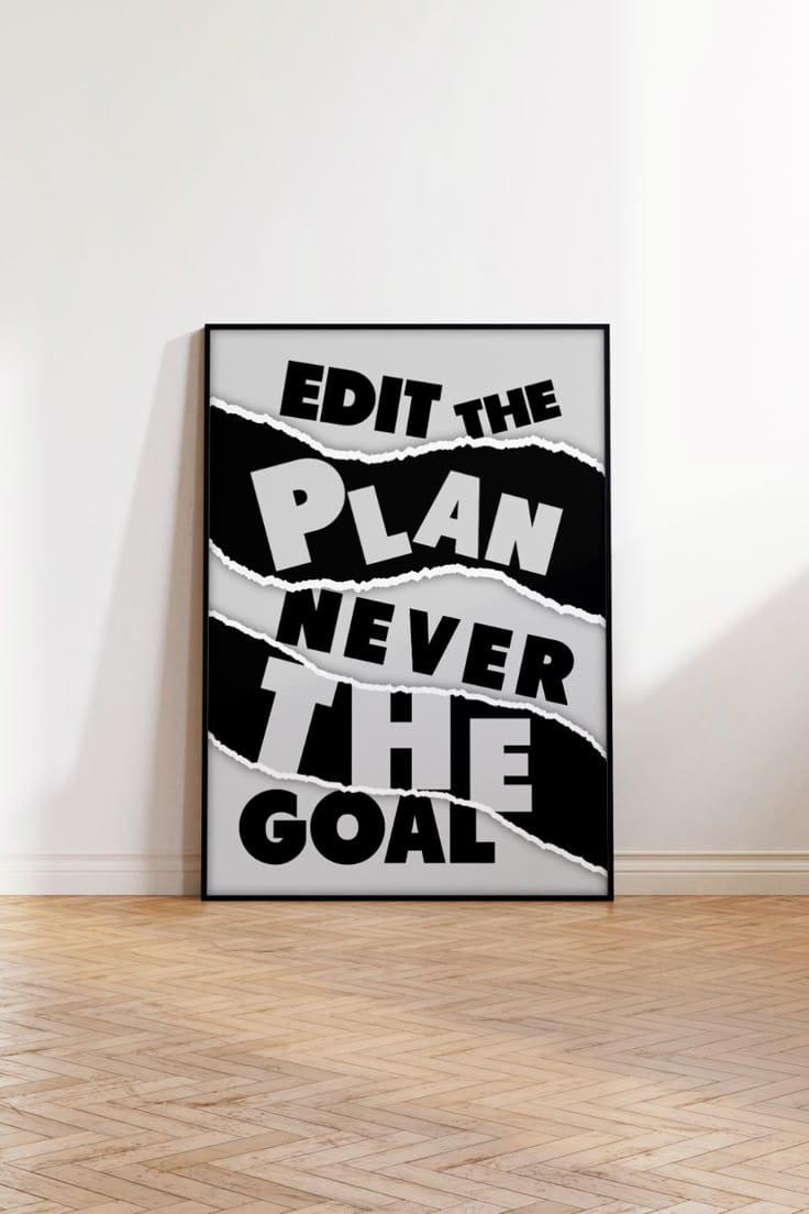 office wall decoration motivational quote frame with bold black and white text
