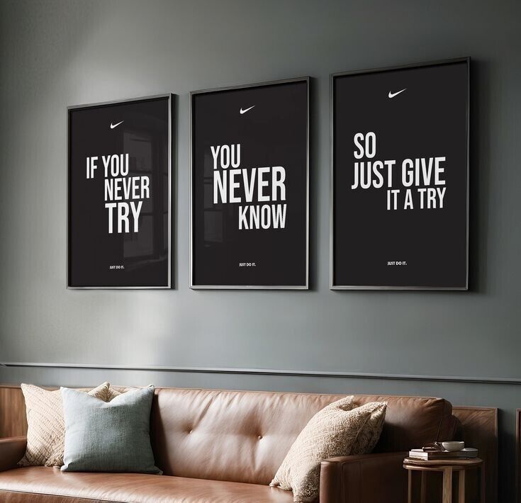 picture frames with motivational black quote posters for home office wall decor