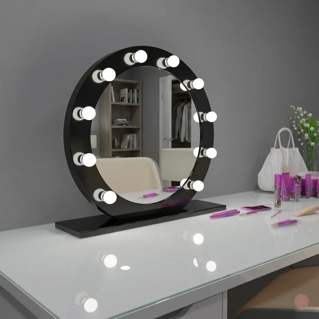 Professional makeup mirror with lights and round Hollywood vanity design