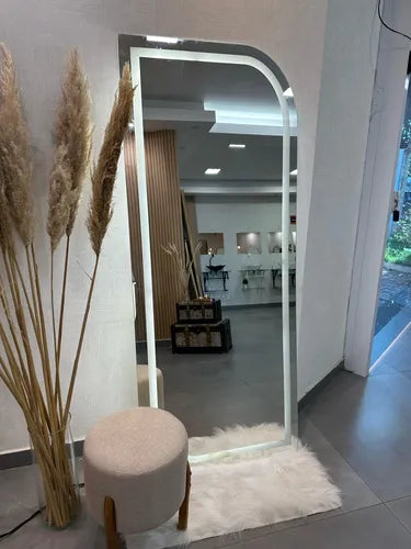 Modern Rectangle Full-Length LED Standing Mirror – Rounded Edge Design