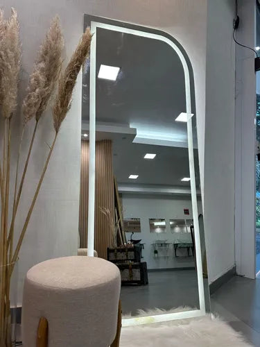Modern Rectangle Full-Length LED Standing Mirror – Rounded Edge Design