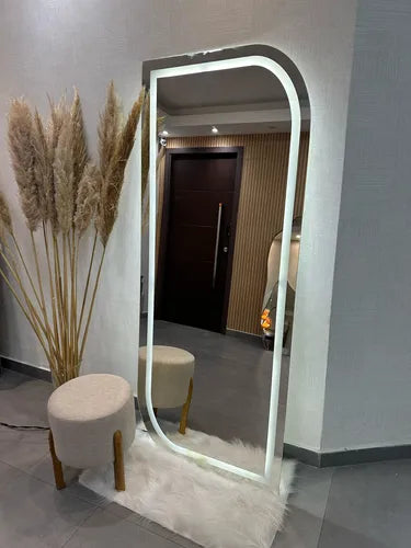 Decorsz™ Modern Rounded Rectangle Full-Length LED Mirror – Touch Sensor & Dimmable Lighting