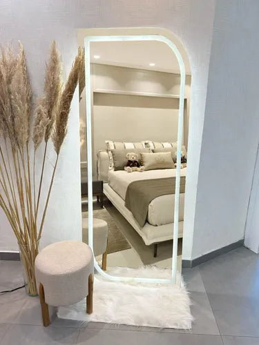 Modern Rectangle Full-Length LED Standing Mirror – Rounded Edge Design