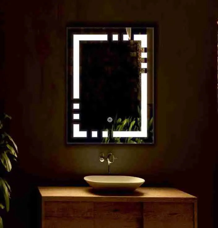 vanity mirror lights with modern vertical led frame for bathroom wall