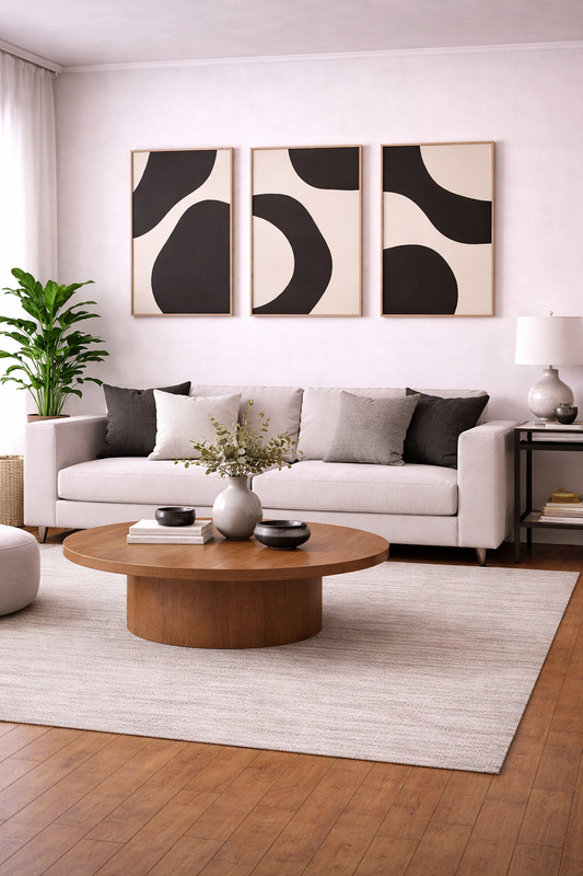 wall art for wall with monochrome abstract frames above sofa wall