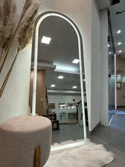 Decorsz™ Luxury Arched Full-Length LED Mirror – Modern Touch Sensor & Dimmable Lighting
